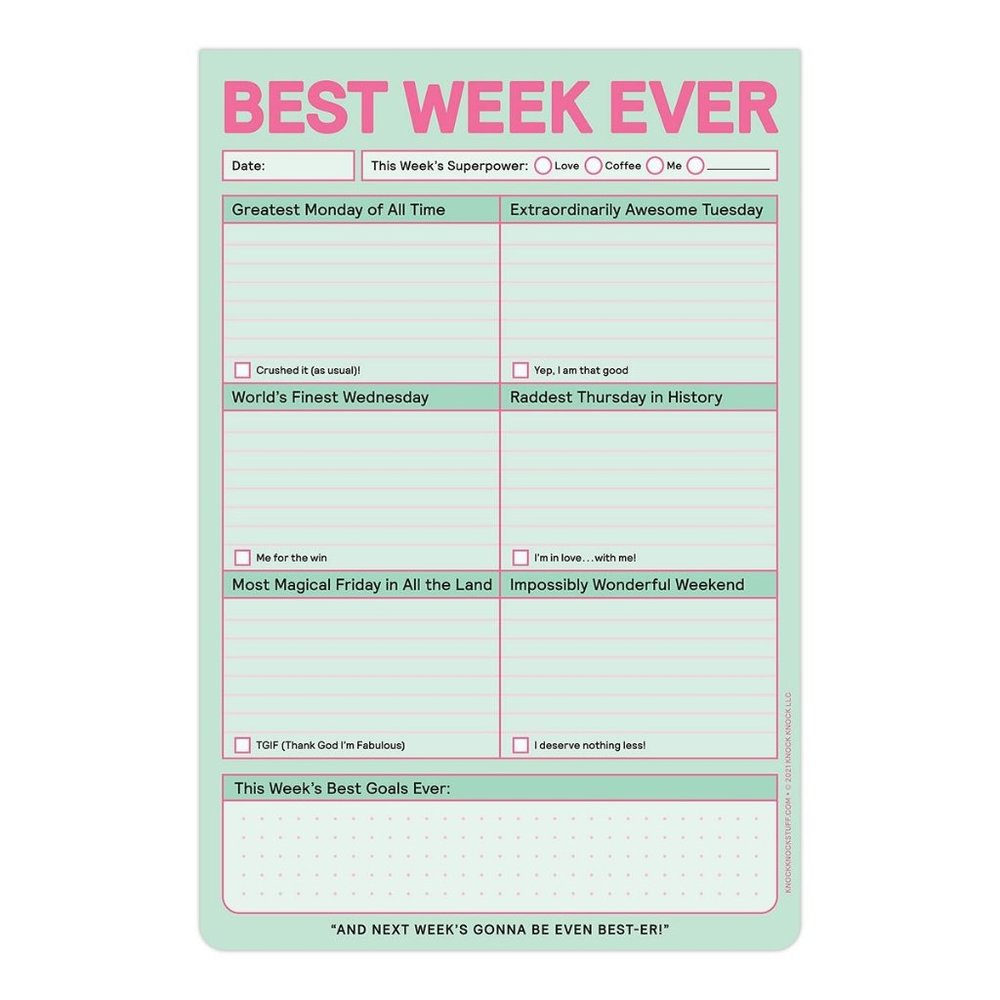 Knock Knock Classic Pad: Best Week Ever, New-in-Pack